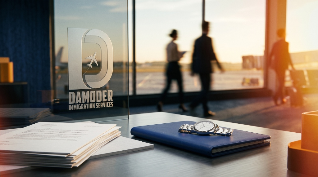 Damoder Immigration Services executive airport desk and compliance documentation